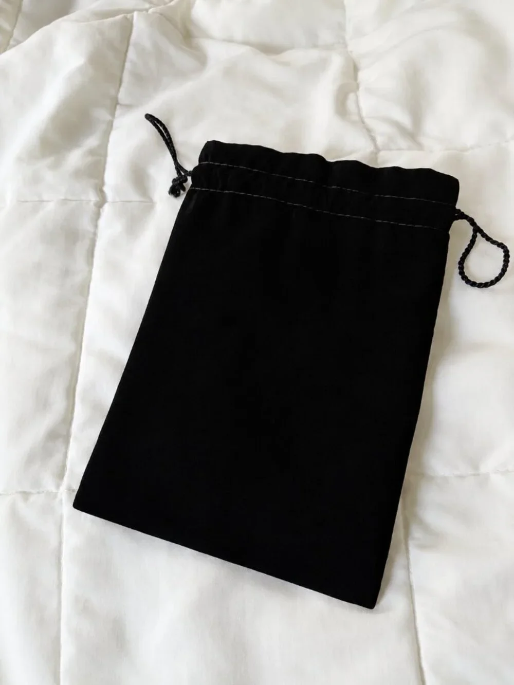 Ann Taylor Black Velveteen Drawstring Jewelry Dust Bag for Gift Giving Storage